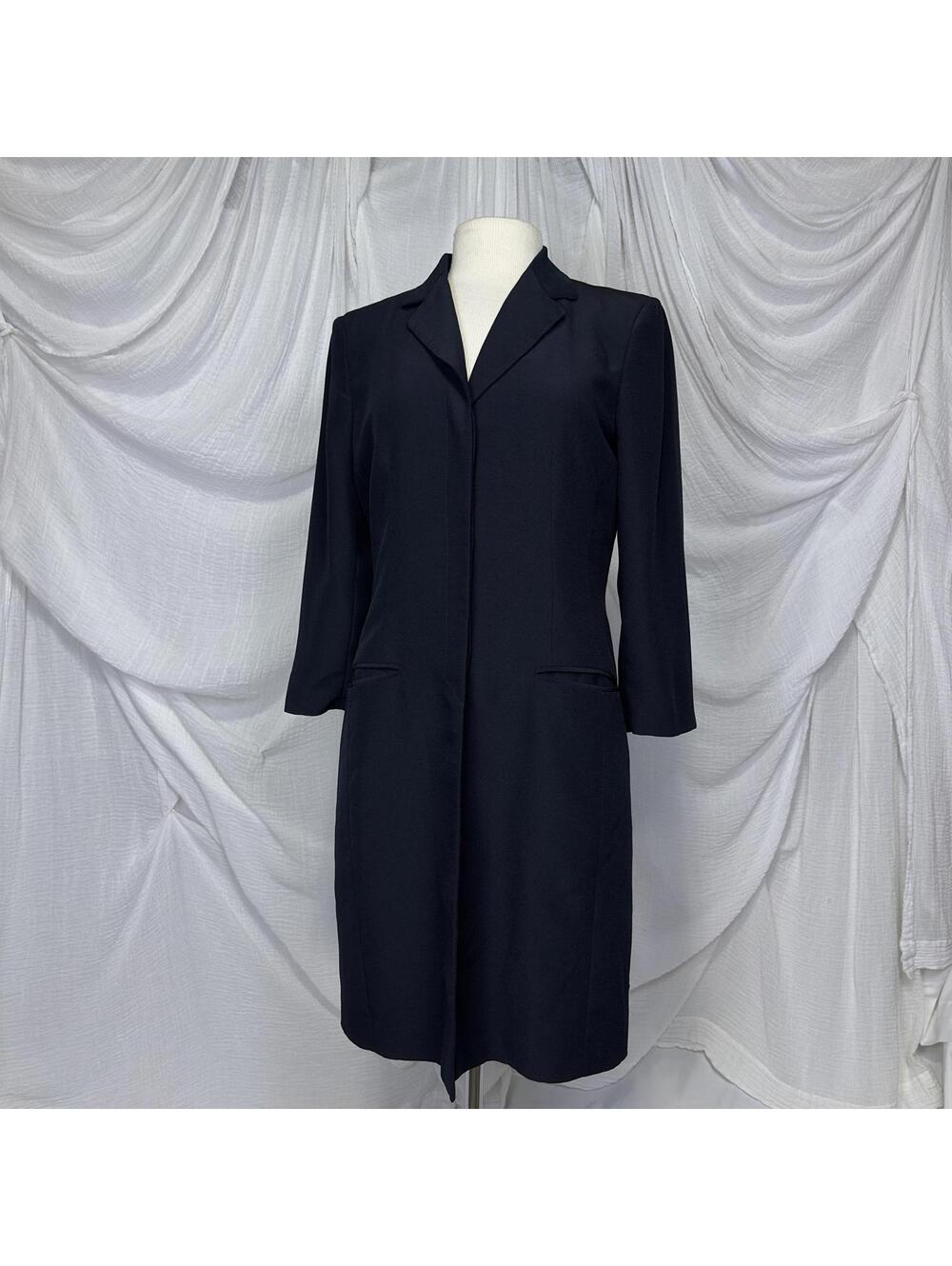 Liz Claiborne Black Long Sleeve Dress Trench Coat Size 8